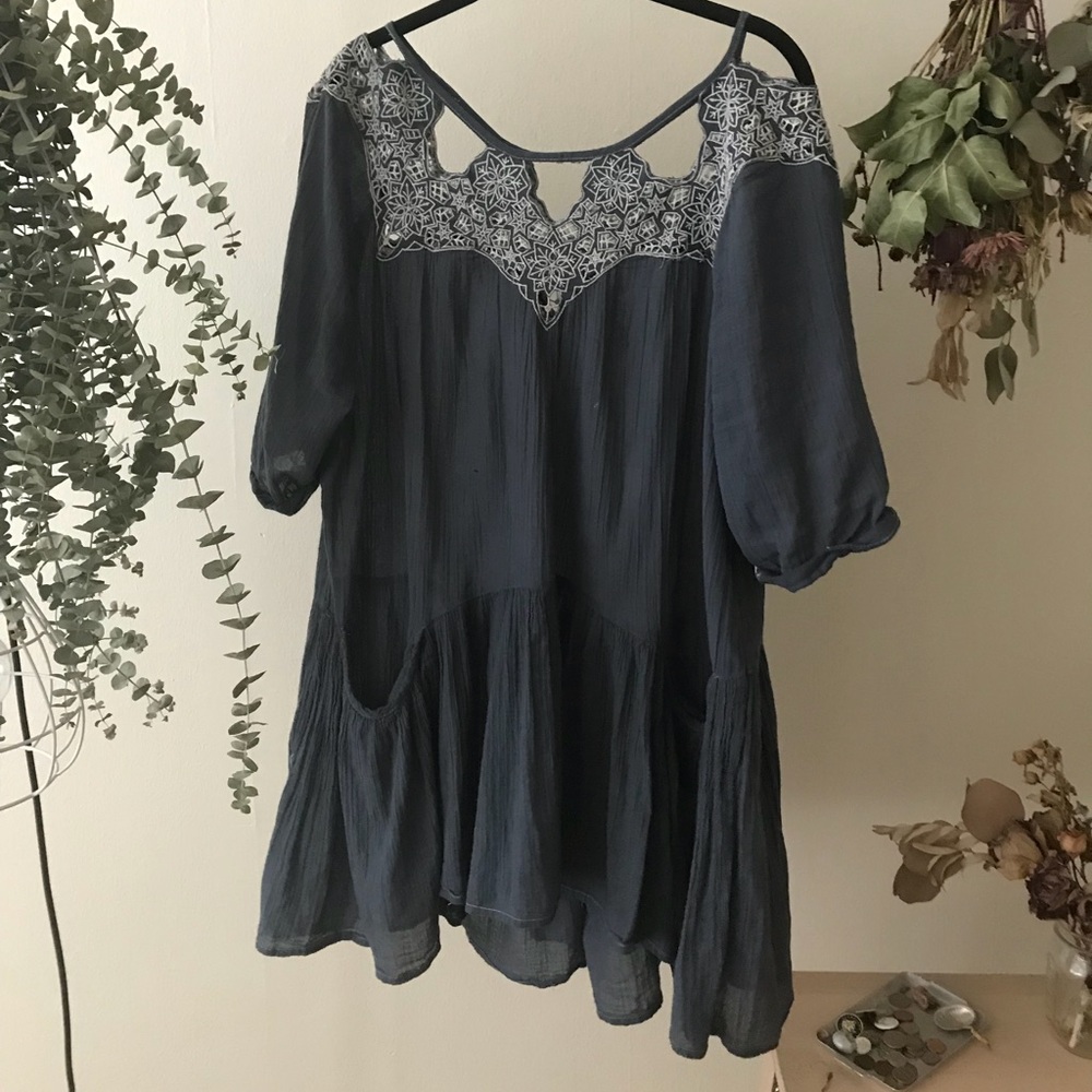 Free People Blue Smock